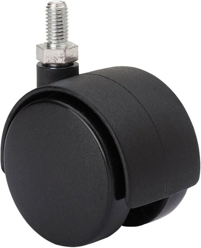 Lenkrolle mit Gewindestift und glatter Achse, schwarz, max. Tragkraft 50 kg, 10 x 15 cm, ø 5 cm