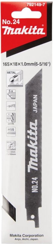 792149-7 Gerades Sägeblatt 165 x 1 mm 24TPI BiM hss Holz 5 Stk - Makita