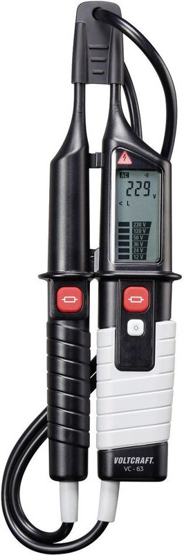 Voltcraft - vc 63 Zweipoliger Spannungsprüfer cat iii 1000 v, cat iv 600 v Akustik, lcd, led