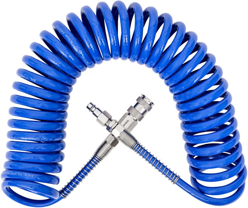 Spiral Druckluftschlauch, Länge: 7,62 m, Presslaufschlauch, Innendurchmesser: 6,5 mm, Betriebsdruck: 10 bar, aus hochwer...