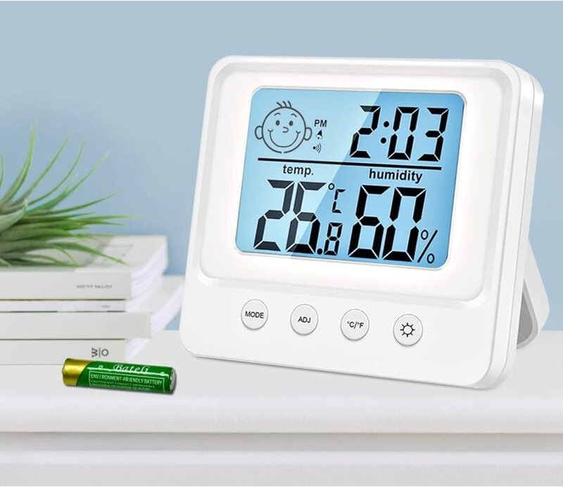 Beijiyi - Innenthermometer-Hygrometer, Luftfeuchtigkeitssensor Innenwetterstation, intelligente Hintergrundbeleuchtung, ...