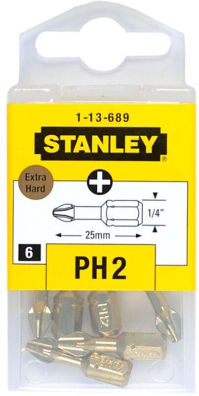 STANLEY SCHRAUBENDREHERSPITZE / BIT PH 2 EXTRA HART / 6 Stk.