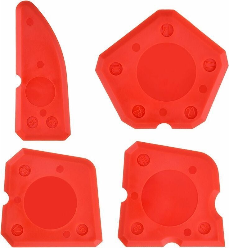 4-teiliges Silikon-Dichtungswerkzeug-Set, Fugenglätter-Set für Silikon-Dichtmasse, Fugenversiegelung, Finishing (rot) - ...