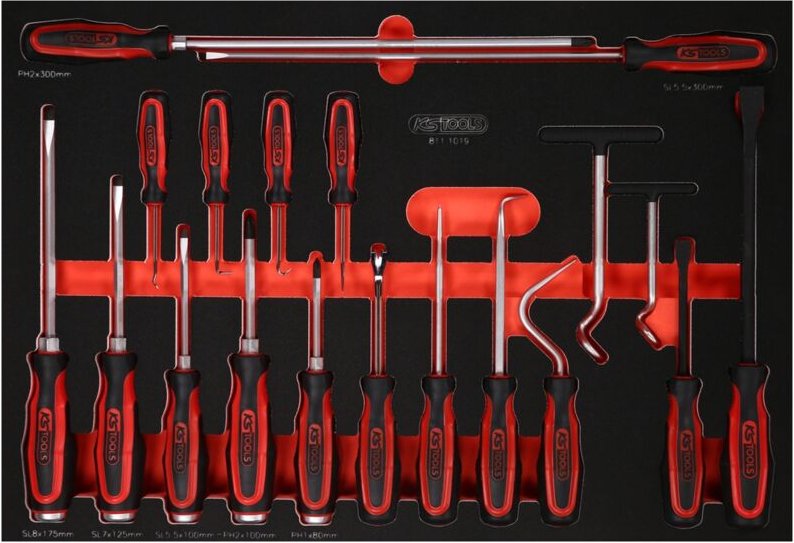 Ks Tools Schraubendreher- / und Haken-Satz in Schaumstoffeinlage, 19-tlg.