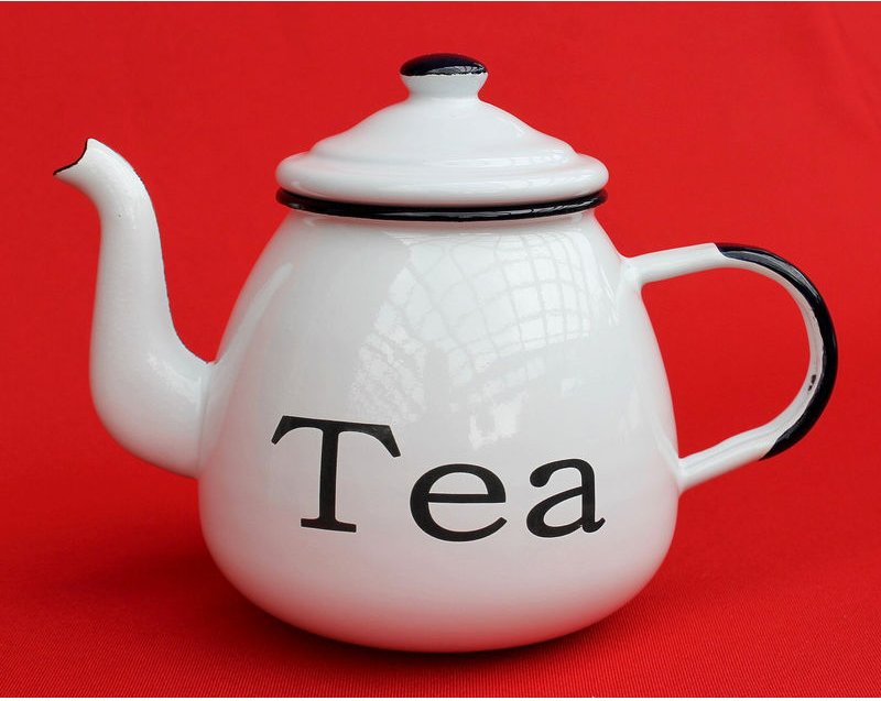 Teekanne 582AB emailliert 14 cm Wasserkanne Kanne Kaffeekanne Emaille Nostalgie / Farbe: TEA Weiß