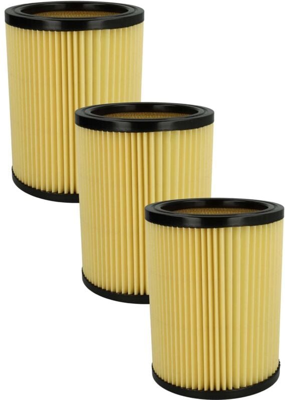 3x Faltenfilter Ersatz für Hikoki / Hitachi 710060, 750435 für Staubsauger - Filter, Patronenfilter, schwarz gelb - Vhbw