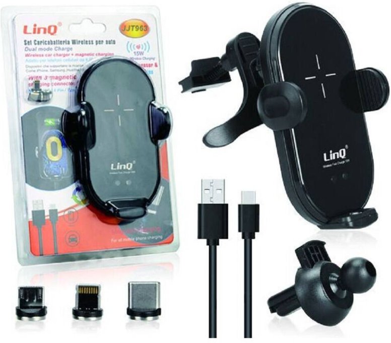 Trade Shop Traesio - Trade Shop - kabelloses kfz-ladegerät-set 15W smartphone 3 magnetanschlüsse JJT963 -