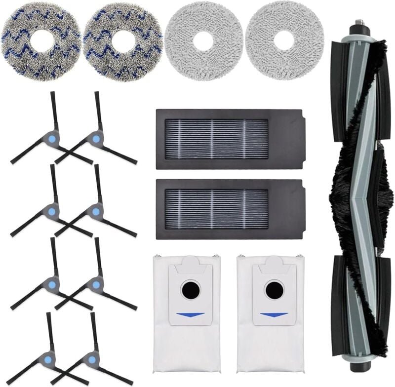Zubehör für Ecovacs Deebot X2, X2 Omni, X2 Pro, DEX86 Staubsauger-Ersatzteile, 1 Hauptbürste, 8 Seitenbürsten, 4 Reinigu...
