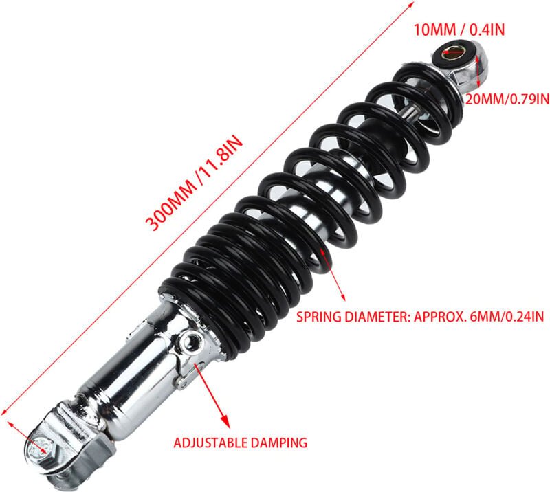 Thumbnail - Jeffergarden Motorrad -Stoßdämpfer 335 mm Hinterradunterbrecher 5 Gear Einstellbar für GY6-125 50 60 80 150 ccm Motor -R...