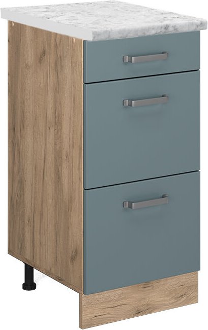 Vicco - Küchenunterschrank R-Line, Blau-Grau, 40 cm ap Marmor