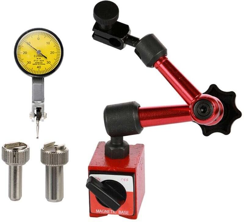 Runder Messuhr-Werkzeugsatz aus Metall und flexibler Mini-Magnetfußhalter, Genauigkeit 0,01 mm, Bereich 0–0,8 mm