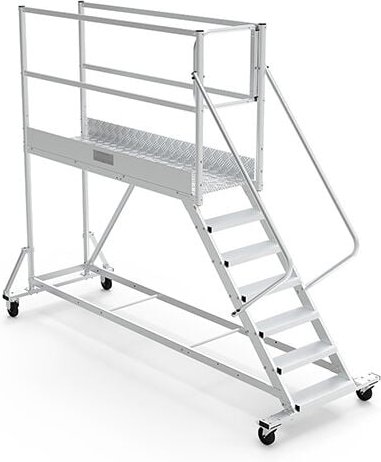 Mobile Plattform mit Geländer rechts und links + Sicherheitstür - Maximale Arbeitshöhe 3.20m - PTF206GD-P