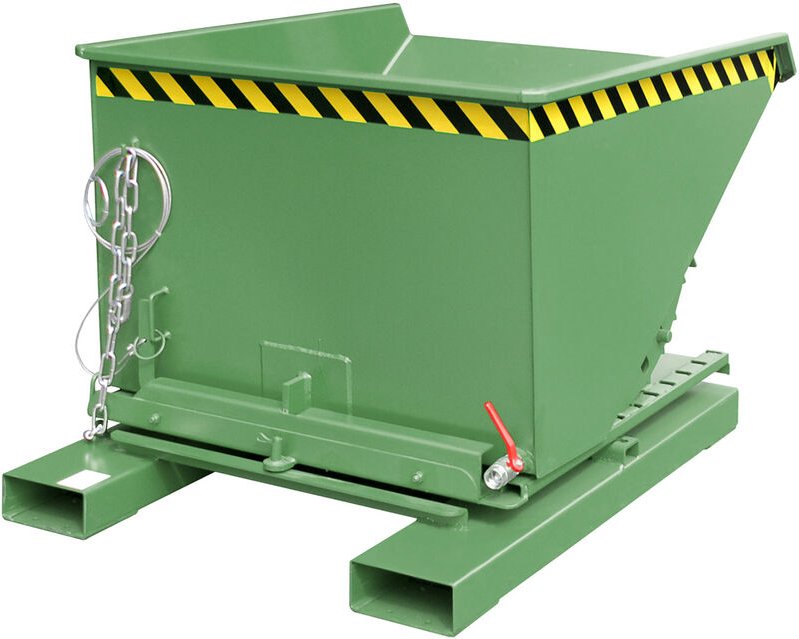 Bauer Spänebehälter S3S 600 mit 3-seitiger Kippfunktion, lackiert, Resedagrün