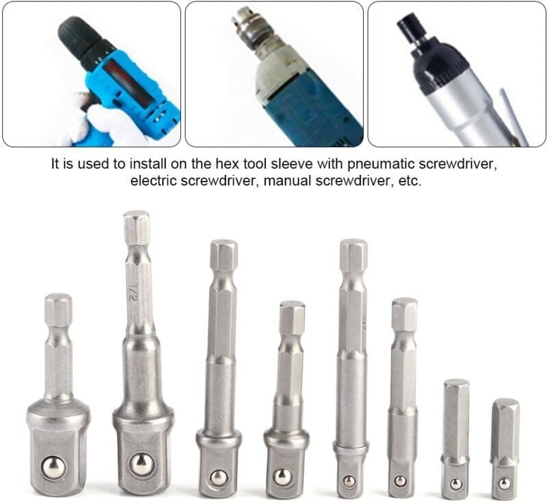8-teiliges Steckschlüssel-Adapter-Set, Verlängerungsstange, 1/4 Zoll Sechskantschaft, Schlagbohrer