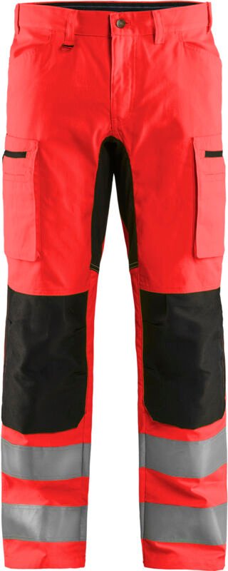 Hochsichtbarer Stretch-Arbeitshose Handwerkskunst 1585 - Neonrot/Schwarz L - FR(46) - SE(C52) - Kurz