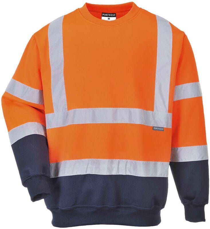 Bicolor-Sweatshirt HiVis Orange/Marine 2XL