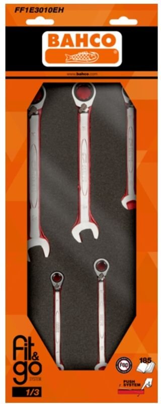 Bahco Fit&Go 1/3 Schaumstoffeinlage 1RM Knarren-Ringschlüsselsatz - 5-tlg.