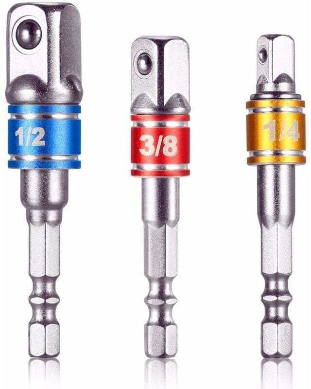 Ulisem Steckschlüsselhalter-Adapter für Bohr-/Schlagschrauber. Satz mit 3 1/4", 1/2", 3/8" Vierkant-Antriebsfutter-Adapt...