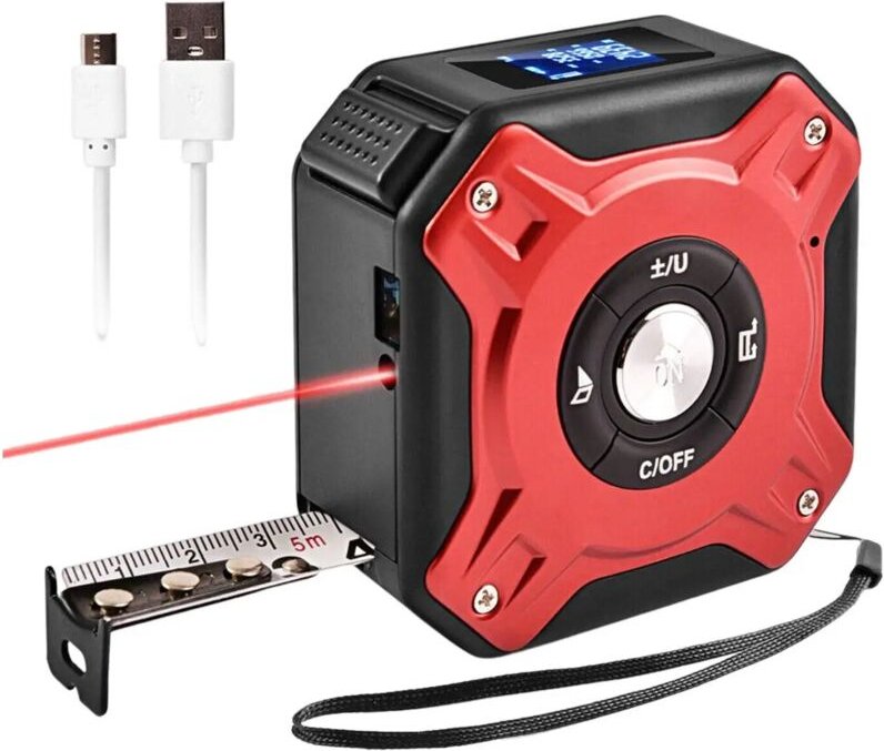 2-in-1-Laser-Maßband, wiederaufladbares Laser-Maßband mit 40 m Laser und 5 m Band, per USB wiederaufladbar mit LCD-Hinte...
