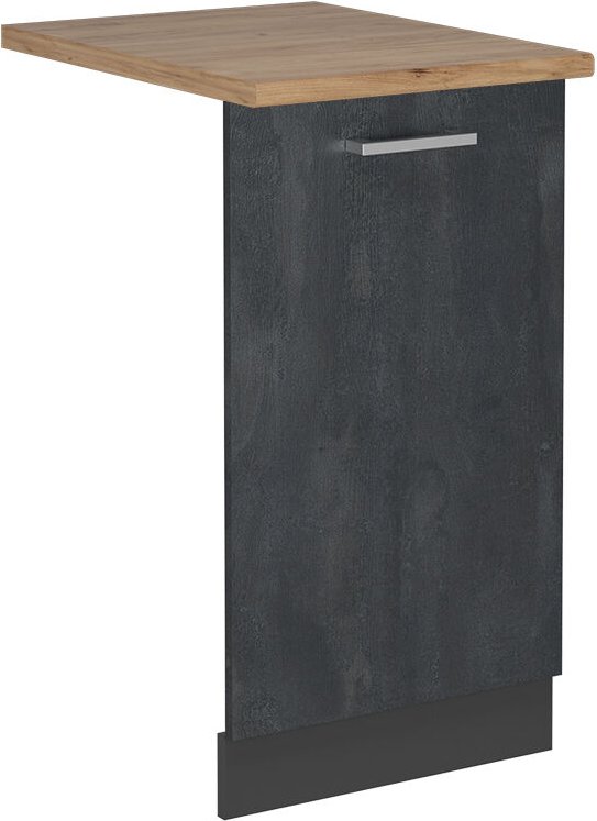 Vicco - Geschirrspülblende R-Line, Schwarz Beton, 45 cm , ap Eiche