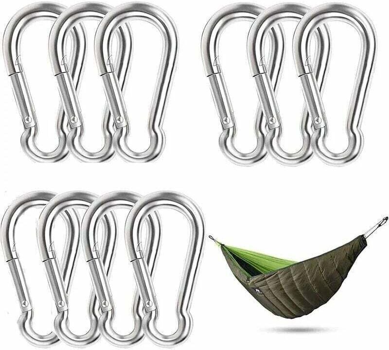 Ulisem 10 Stück Karabinerhaken aus Edelstahl, wasserdicht, rostbeständig, langlebig, für Sport, Hängematte, Angeln, Scha...