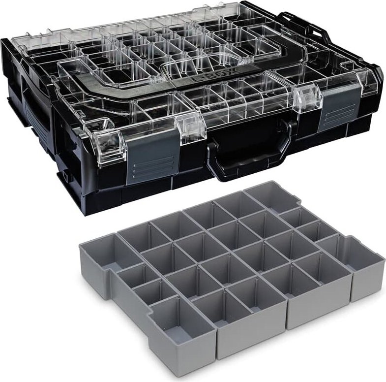 Bs Systems - Sortimo Systemkoffer L-Boxx 102 schwarz mit transparentem Deckel + Insetboxen K3