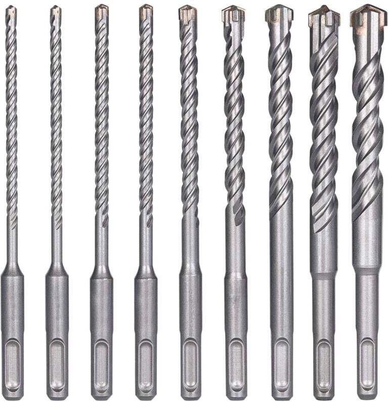 Thumbnail - Betonbohrer, 9 Stück (5 mm 16 x 160 mm), Fliesenbohrer, SDS-Plus-Elektrobohrer für Bohrhammer, Kreuzbohrer für Beton, Zi...