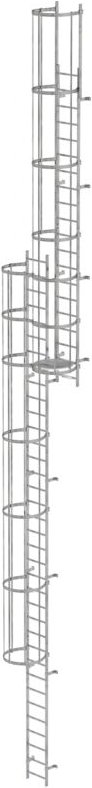 Günzburger Steigtechnik - mehrzügige Steigleiter mit Rückenschutz (Bau) Edelstahl 14,64 m - 530145