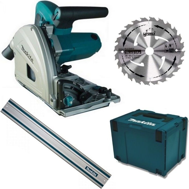 Makita - Tauchsäge SP6000j + Führungsschiene fs 1400 +2.HM-Blatt M-Force 165mm Z24