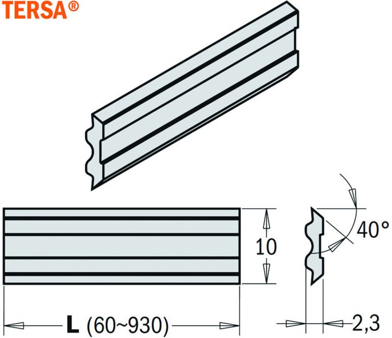 795.420.10 SET MIT 2 MESSER - TERSA SYSTEM - 420x10x2,3mm HPS