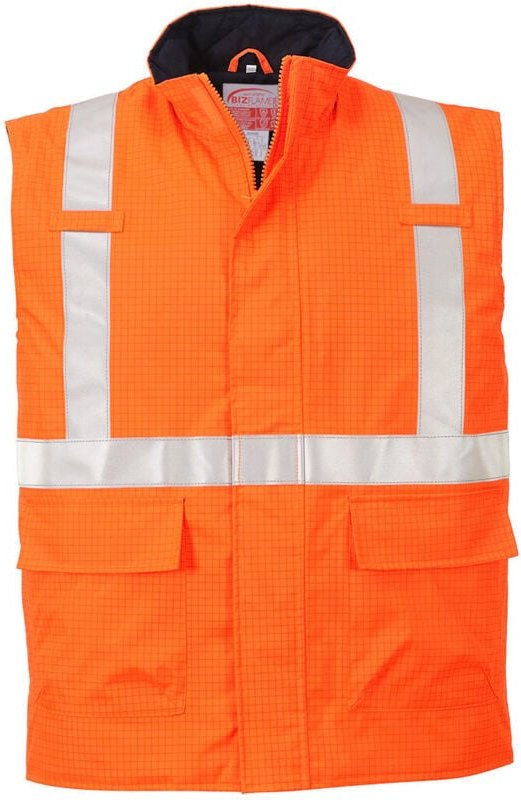 Weste Hi-Vis Bizflame antistatisch und FR Orange L