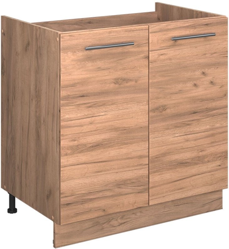 Spülenunterschrank Fame-Line, Goldkraft Eiche, 80 cm , AP Marmor, Vicco