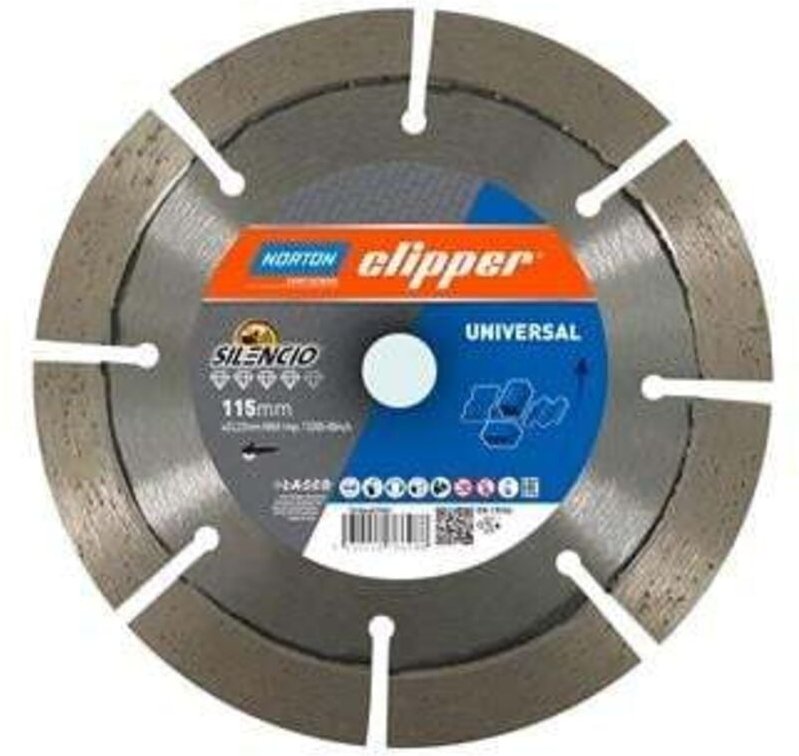 Norton - Diamanttrennscheibe Pro Unviersal Silencio ø 115 mm Bohrung 22,23 mm Segmentbreite 2,2 mm Segmenthöhe 12 mm