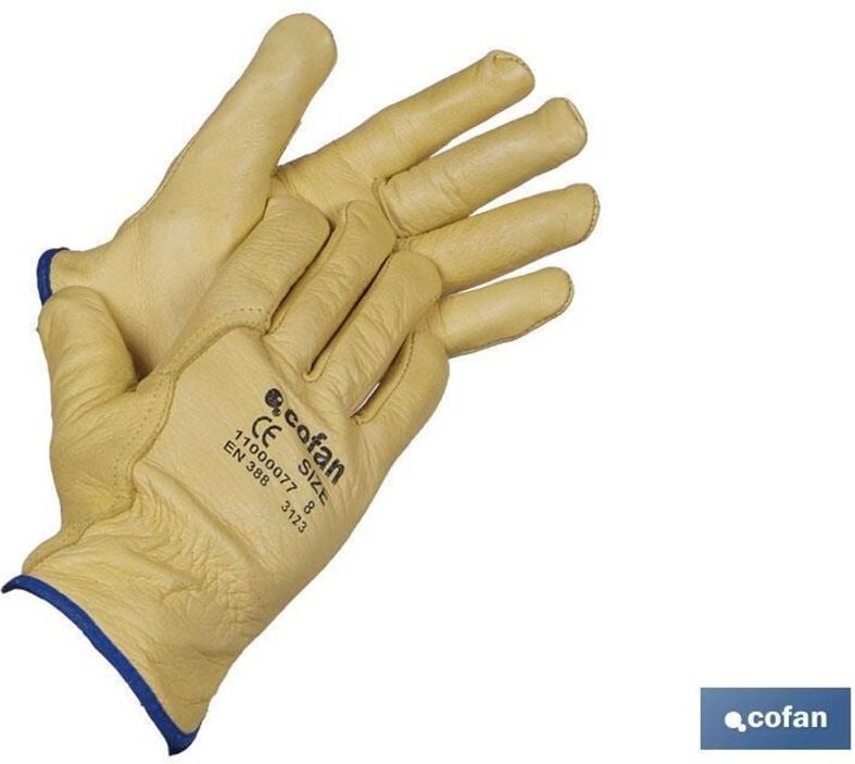 Cofan - Extra Blisterhandschuh aus Rindsleder mit Lammfell, Größe 9
