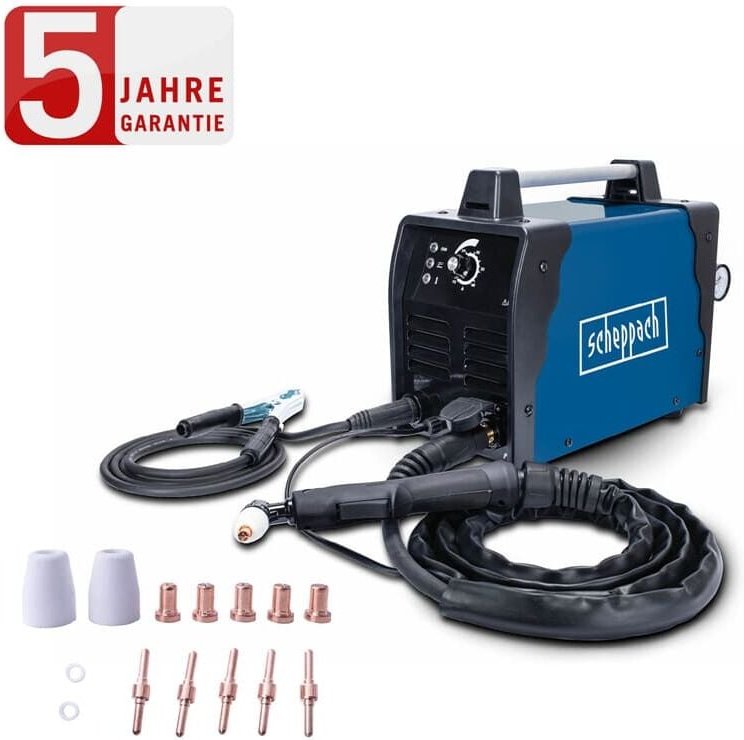 Plasmaschneider PLC40 12mm 15-40A Druckluftschlauch 8Düsen 8Elektroden - Scheppach