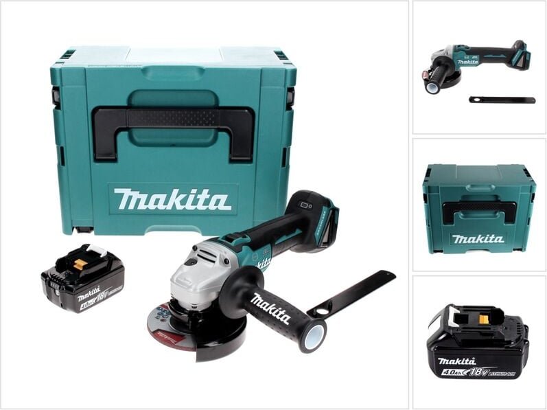 Dga 506 M1J Akku Winkelschleifer 18 v 125 mm Brushless + 1x Akku 4,0 Ah + Makpac - ohne Ladegerät - Makita