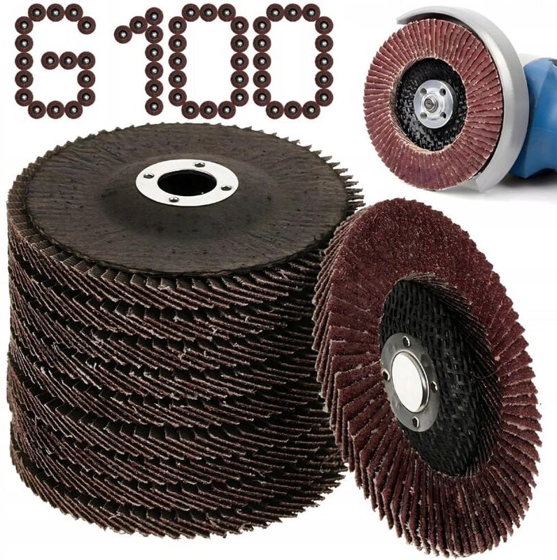 10 Stück Fächerscheiben zum Schleifen von Metall und Holz 125 mm P100