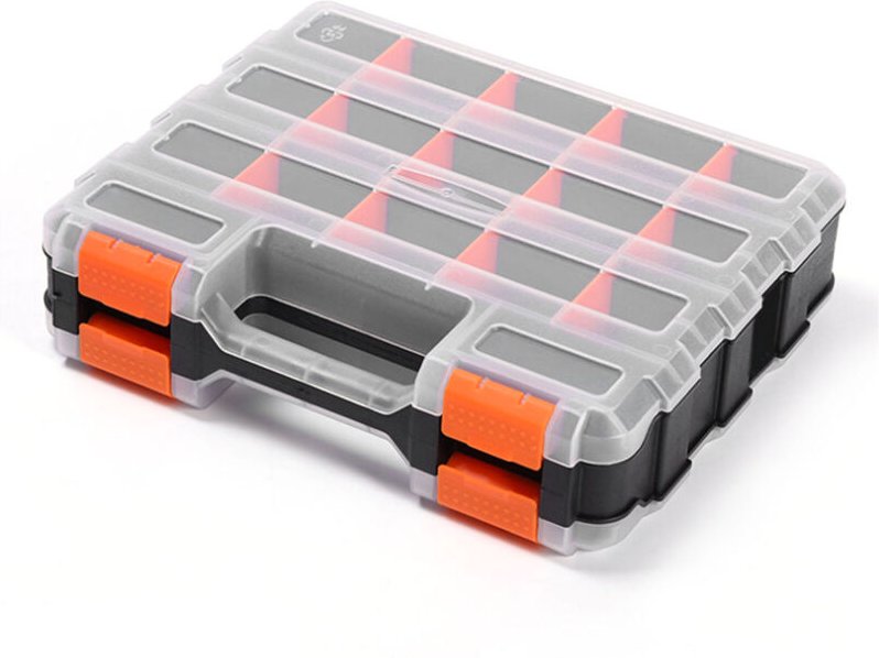 Teile-Werkzeugkoffer, Teilebox, Schlagfestes, Verdicktes Gitterdesign aus pp für Elektriker (Doppelseitig 32 x 27 x 8) -...