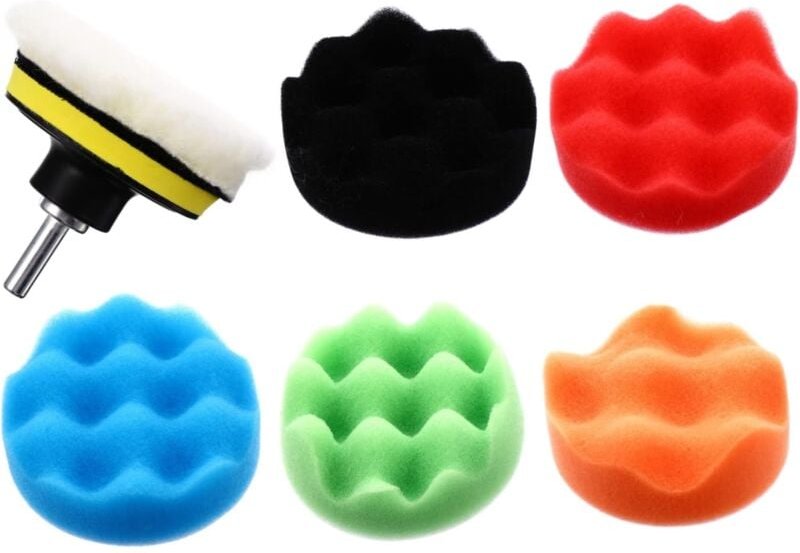 CSPARKV 8-teiliger Polierschwamm, Auto-Set, Schwamm, Mikrofaser-Wachsapplikator, Wolle, Motorhaubenpads, Wachsrad für Au...
