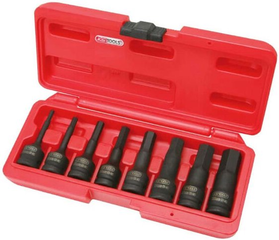 Satz mit 8 KS TOOLS Schlagschraubereinsätzen mit Außengewinde 1/2" 75 mm - 911.0902