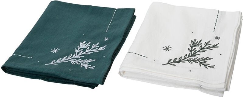 Decoris - Tischläufer weiss und grün, 40x140cm, 2 Modelle. Heim textilien