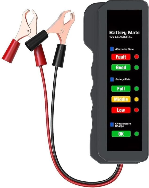 Autobatterietester, 12-V-Lichtmaschinen-Lasttester mit LED-Anzeige, 12-V-Batterietester, digitaler Lichtmaschinendetekto...