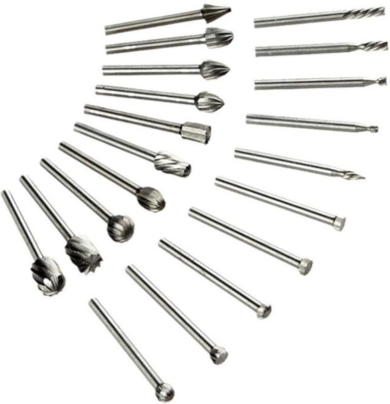 20 Pcs Fraises Rotatives,Jeu de Fraises en Carbure,HSS Burrs Rotatives Embouts Compatible avec Dremel,Tige Outil Rotatif...