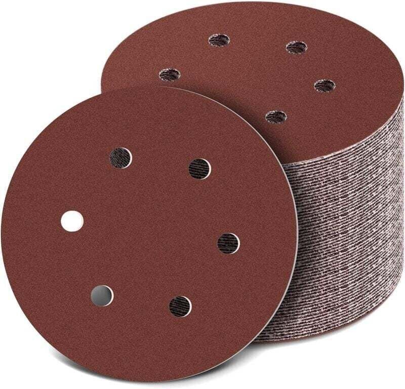 150mm Disque de Ponçage, 100pcs Disques Abrasifs, 40-800 Grain Taille de Idéal pour Poncer, Polir, Dérouiller(6 trous)
