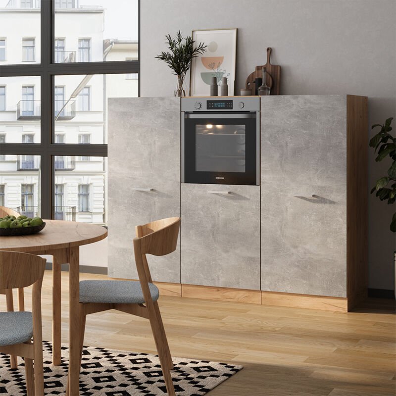 Küchenblock R-Line, Beton/Goldkraft Eiche, 180 cm ohne Arbeitsplatte, Vicco