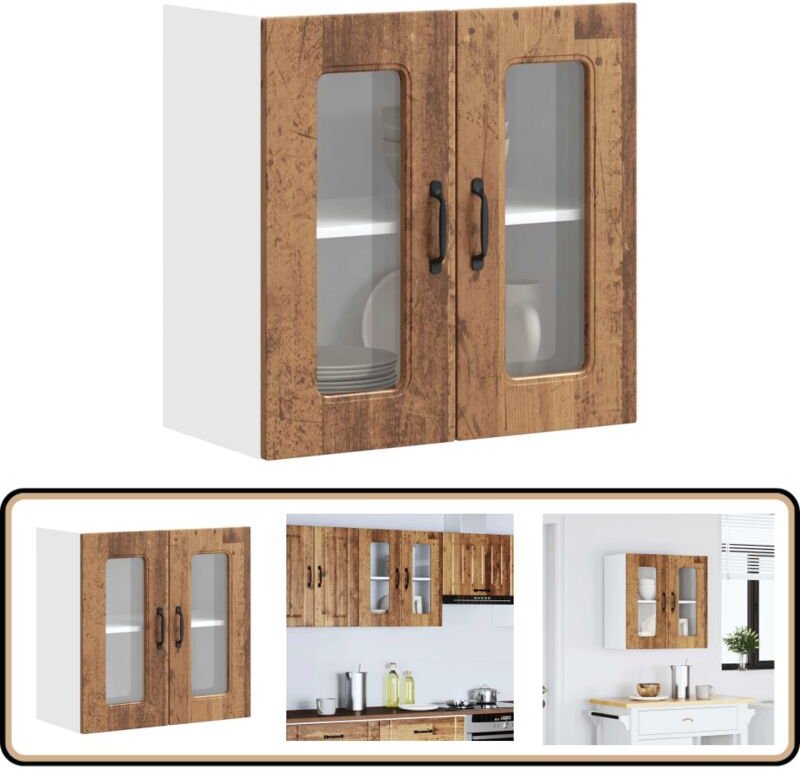 Küchen-Hängeschrank mit Glastür Altholz-Optik Holzwerkstoff - Vidaxl