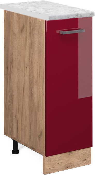 Vicco - Apothekerschrank R-Line, Bordeaux Hochglanz, 30 cm ap Marmor