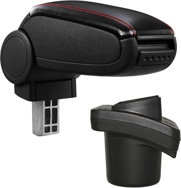 Pro.tec - Mittelarmlehne Citroen C2 mit Staufach Kunstleder Schwarz mit roten Nähten