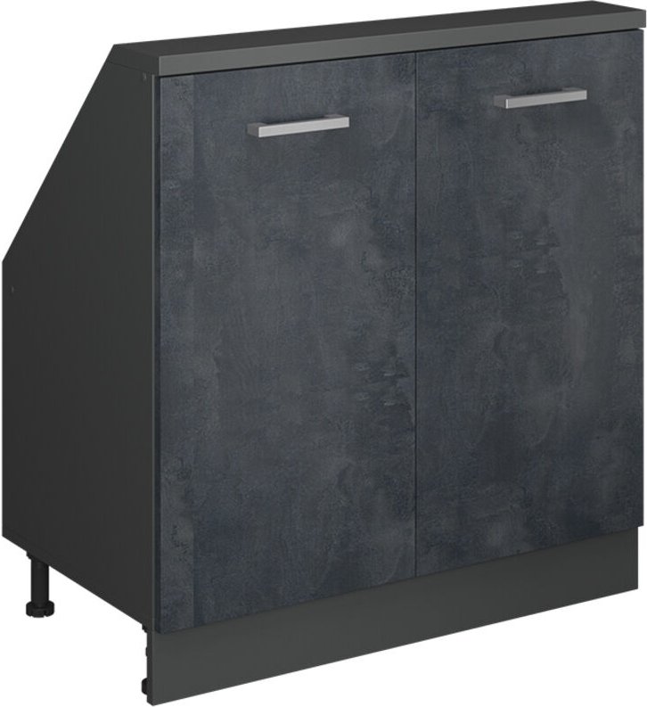 Dachschrägenschrank Rion, Schwarz Beton/Anthrazit, mit 2 Türen, Vicco