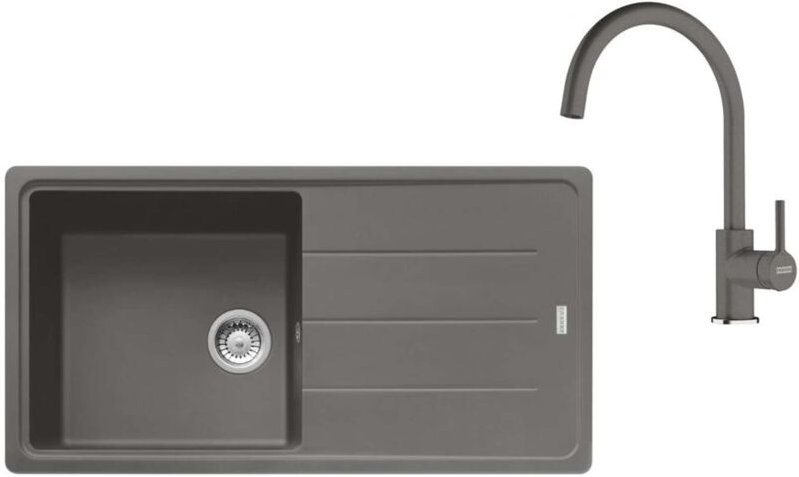 Franke - Sets - Küchenset G280ŠK, Fragranitspüle bsg 611 und Armatur fc 6018.084, steingrau 114.0700.814